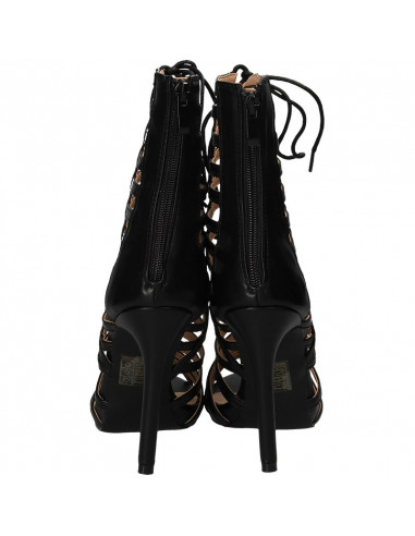 Sandale fashion, negre, cu toc inalt