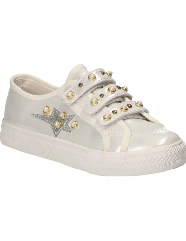 Espadrile alb perlat, cu scai, pentru fete