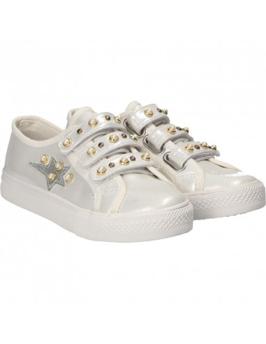 Espadrile alb perlat, cu scai, pentru fete
