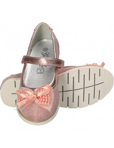 Balerini trendy, roz, cu perle, pentru fete