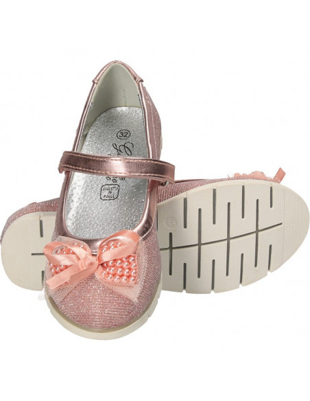 Balerini trendy, roz, cu perle, pentru fete