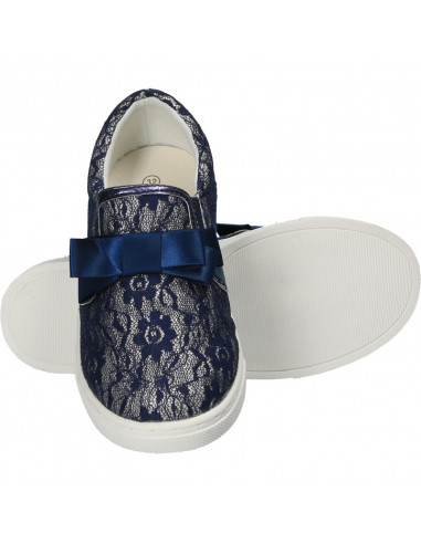Espadrile moderne, din dantela albastra