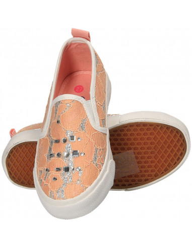 Espadrile din dantela, cu pietre, pentru fete