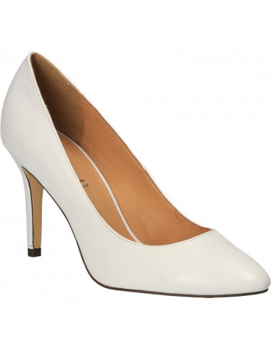 Pantofi cu toc, piele naturala, culoarea alba