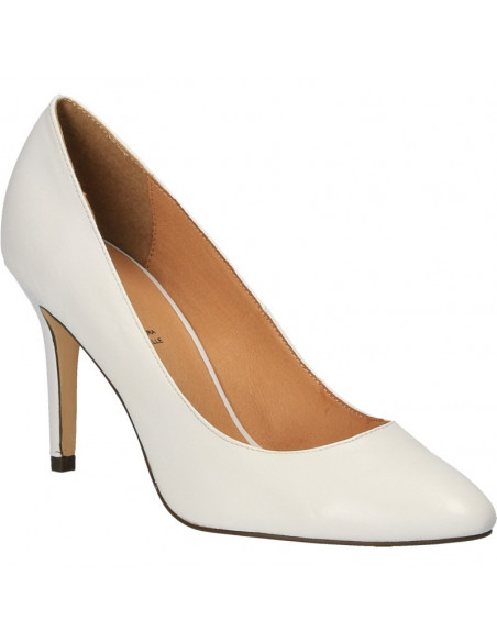 Pantofi cu toc, piele naturala, culoarea alba