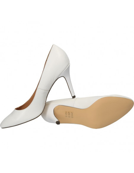 Pantofi cu toc, piele naturala, culoarea alba