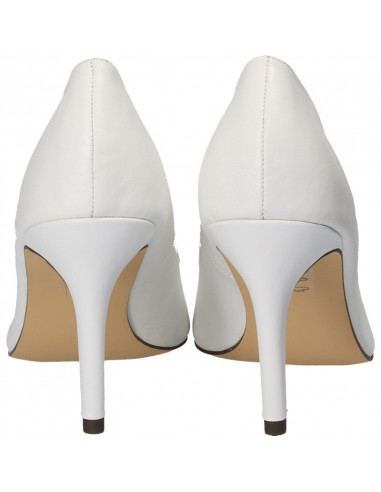 Pantofi cu toc, piele naturala, culoarea alba