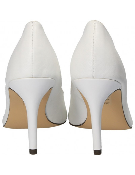 Pantofi cu toc, piele naturala, culoarea alba