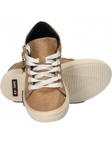 Pantofi Sport Fete Bej cu Accesorii Aurii