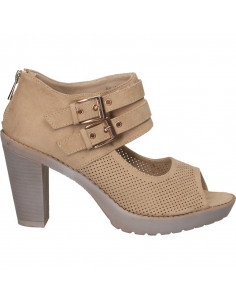 Sandale fashion, maro, cu toc inalt