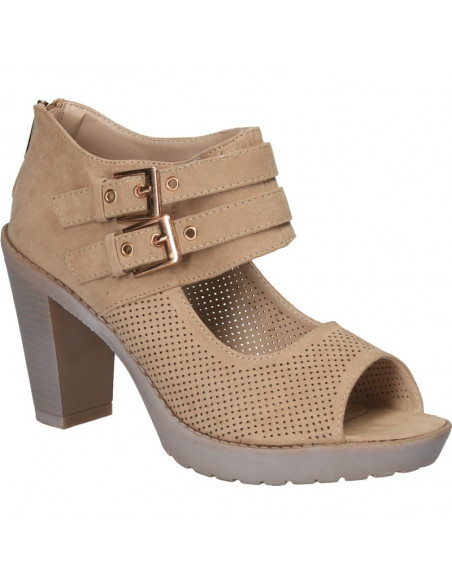 Sandale fashion, maro, cu toc inalt