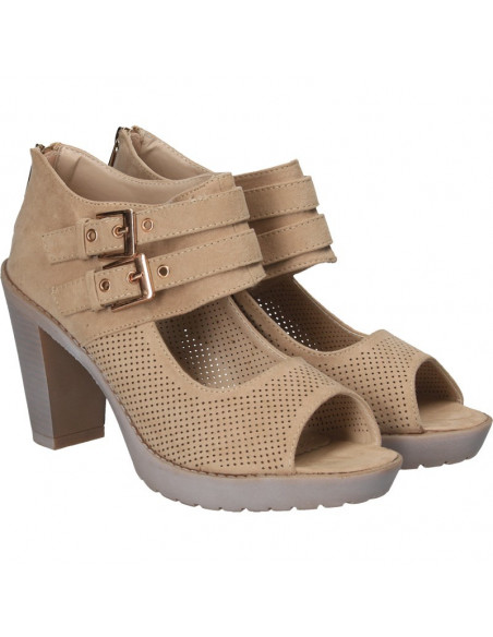 Sandale fashion, maro, cu toc inalt