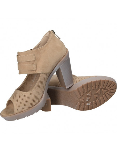 Sandale fashion, maro, cu toc inalt