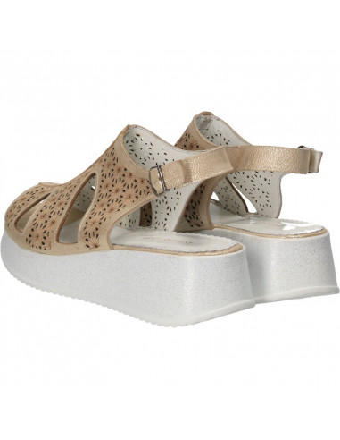 Sandale dama, glamour, bej auriu, piele