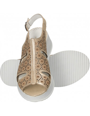 Sandale dama, glamour, bej auriu, piele