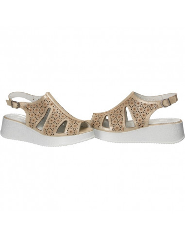 Sandale dama, glamour, bej auriu, piele