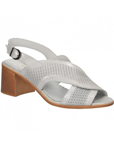 Sandale elegante, toc mediu, din piele