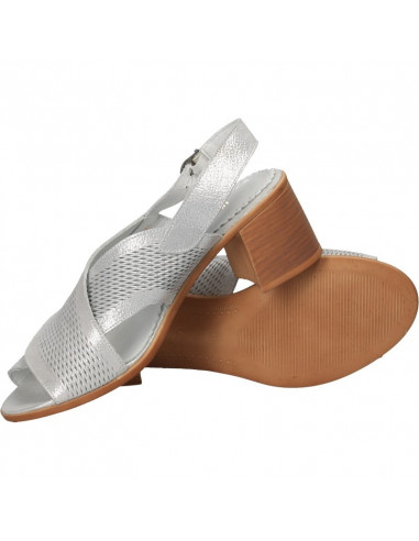 Sandale elegante, toc mediu, din piele