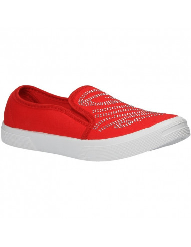 Espadrile de dama, rosii, cu strasuri
