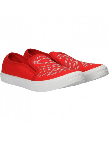 Espadrile de dama, rosii, cu strasuri