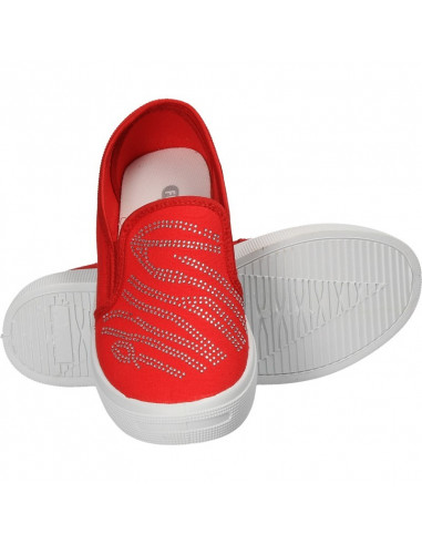 Espadrile de dama, rosii, cu strasuri