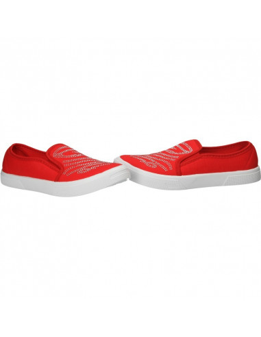 Espadrile de dama, rosii, cu strasuri