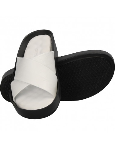 Saboti fashion, albi, piele naturala