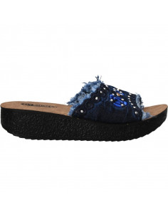 Saboti din jeans, cu broderie florala