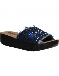 Saboti din jeans, cu broderie florala 2