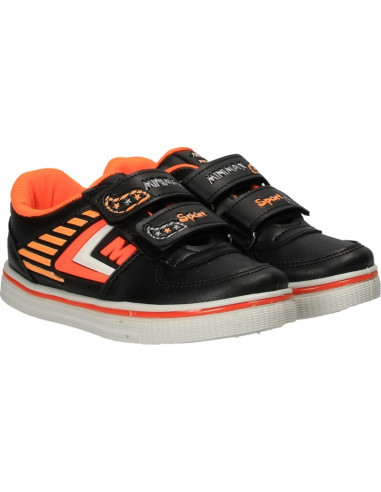 Pantofi copii sport, negru cu oranj neon