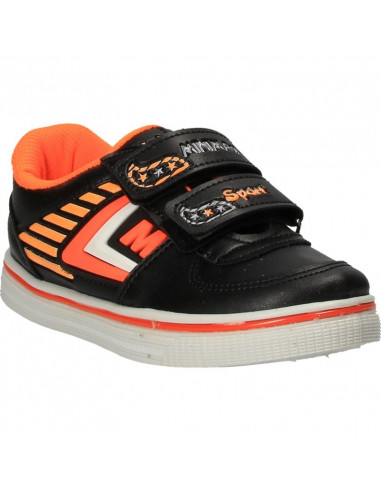 Pantofi copii sport, negru cu oranj neon