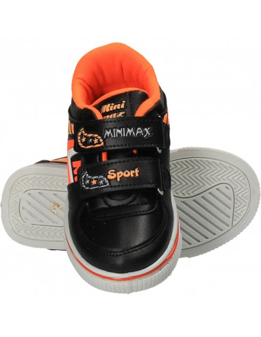 Pantofi copii sport, negru cu oranj neon