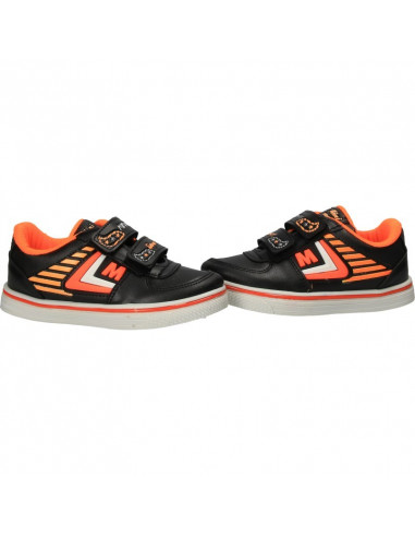 Pantofi copii sport, negru cu oranj neon