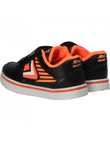 Pantofi copii sport, negru cu oranj neon