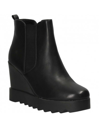 Botine fashion, negre, cu platforma inalta