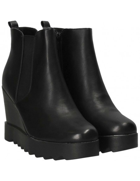 Botine fashion, negre, cu platforma inalta