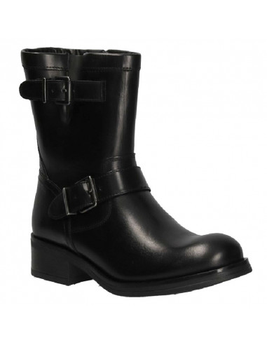 Cizme dama, negre, stil moto, din piele