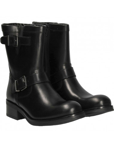 Cizme dama, negre, stil moto, din piele
