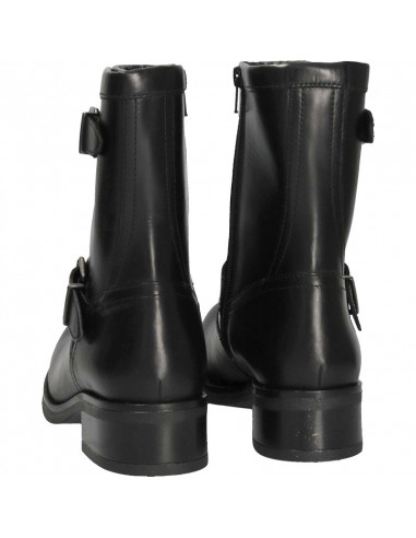 Cizme dama, negre, stil moto, din piele