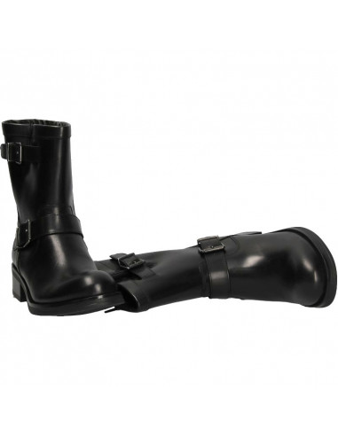 Cizme dama, negre, stil moto, din piele