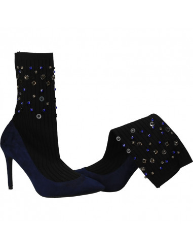 Cizme bleumarin, ascutite, cu ciorap