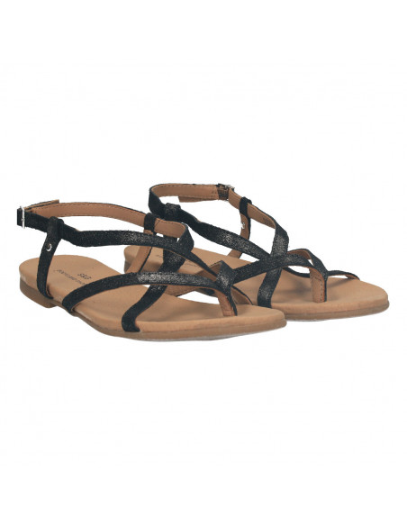 Sandale flip flops, culoare negru, piele naturala