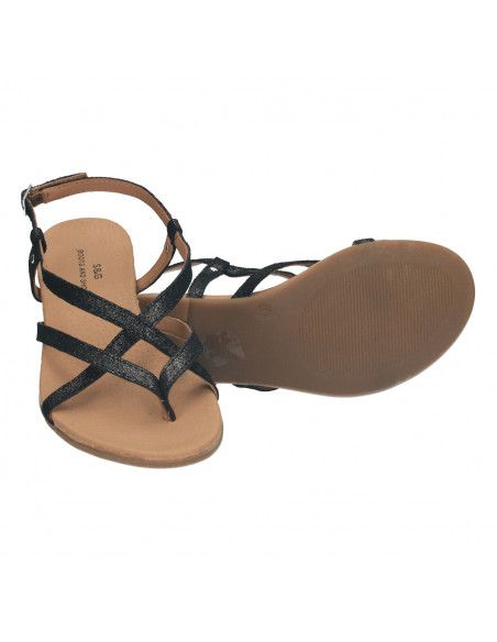 Sandale flip flops, culoare negru, piele naturala