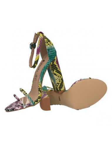 Sandale trendy, toc masiv, imprimeu snake