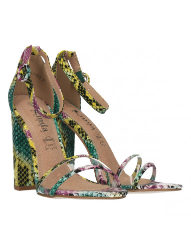 Sandale trendy, toc masiv, imprimeu snake