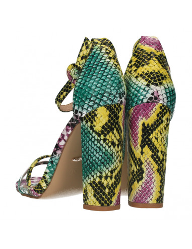 Sandale trendy, toc masiv, imprimeu snake