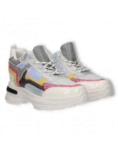 Sneakers talpa inalta, cu gliter si paiete