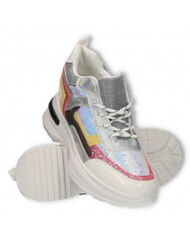 Sneakers talpa inalta, cu gliter si paiete