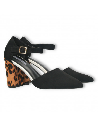 Pantofi de vara, animal print, toc mediu