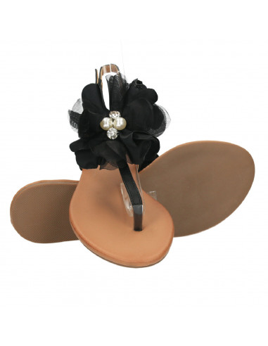 Sandale flip flops, cu floare mare